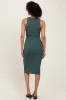 Olive Sleeveless Ribbed Knit Midi Dress sold by Pinkblush