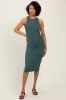 Olive Sleeveless Ribbed Knit Midi Dress sold by Pinkblush