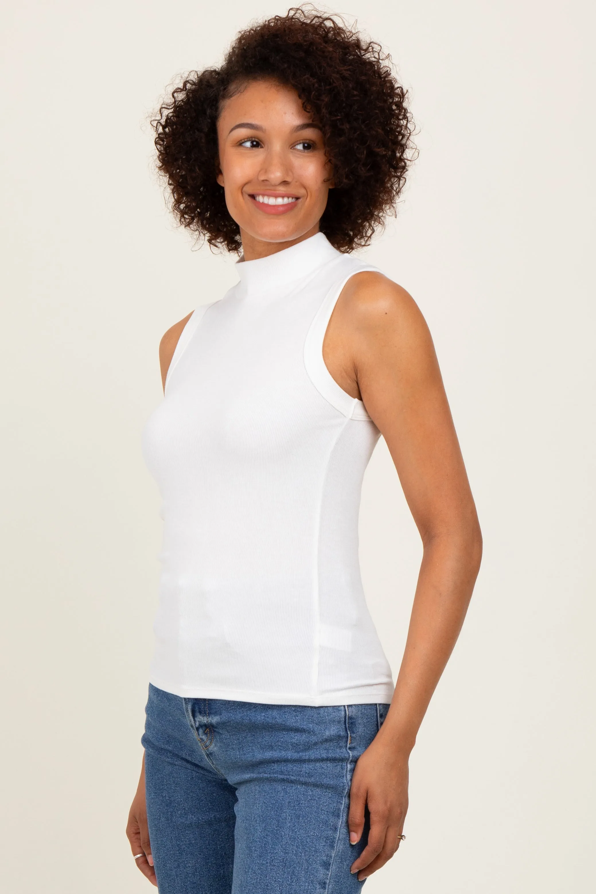 White Knit Mock Neck Sleeveless Top sold by Pinkblush product image thumbnail 2