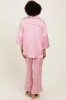 Pink Satin Contrast Trim Pajama Pant Set sold by Pinkblush