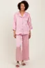 Pink Satin Contrast Trim Pajama Pant Set sold by Pinkblush