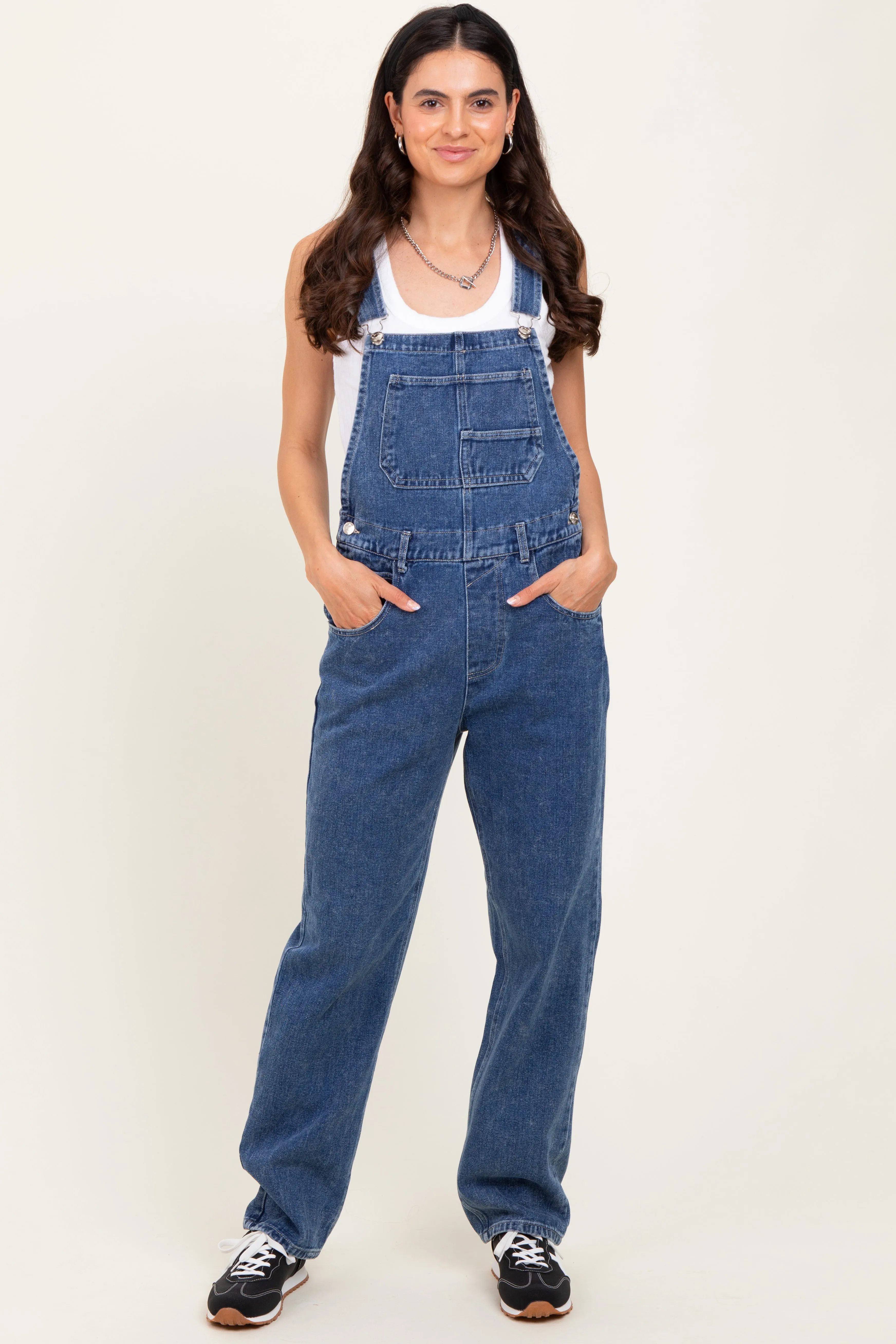 Blue Wash Rolled Cuff Maternity Denim Overalls sold by Pinkblush product image thumbnail 5