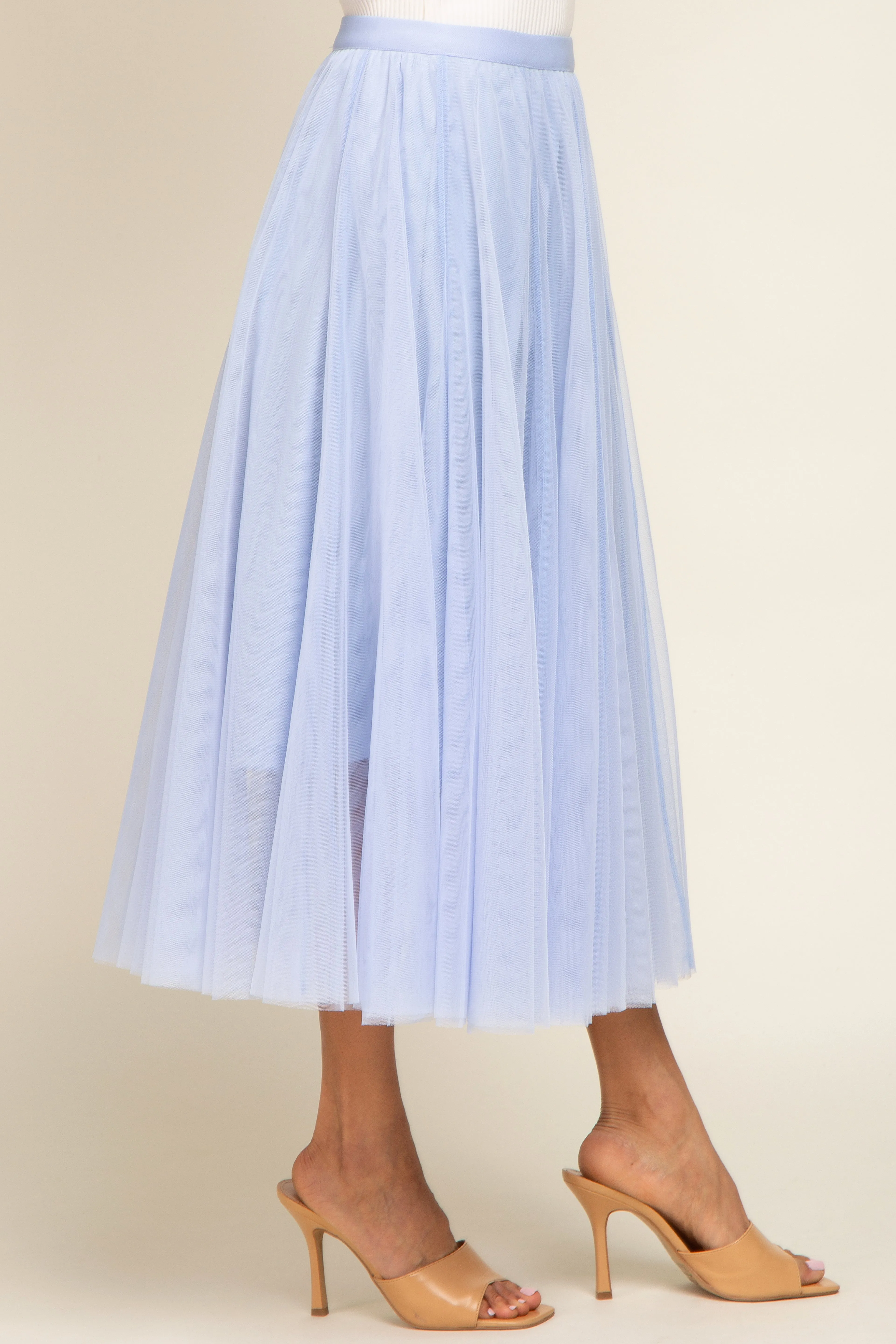 Light Blue Tulle Midi Skirt sold by Pinkblush product image thumbnail 3