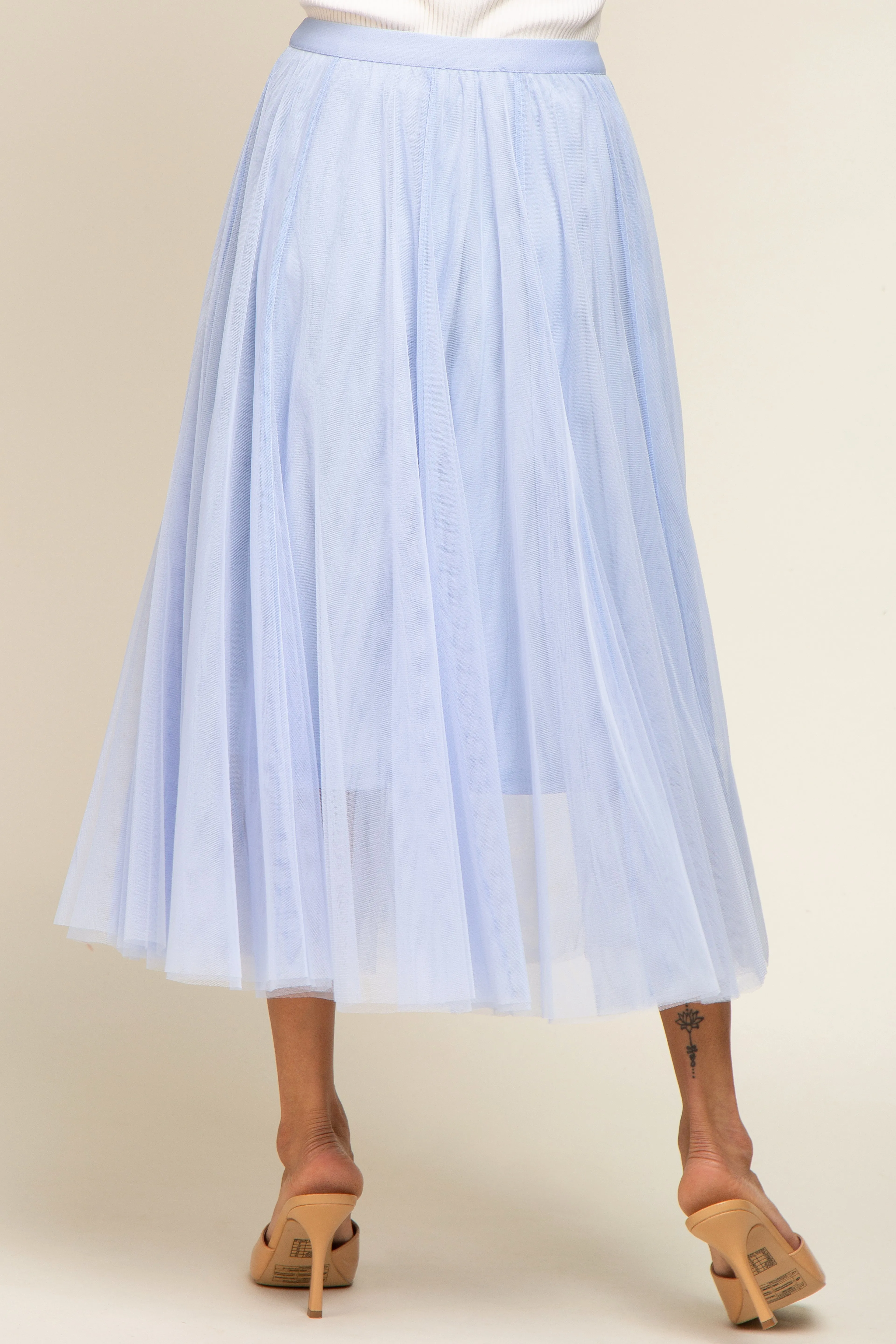 Light Blue Tulle Midi Skirt sold by Pinkblush product image thumbnail 4