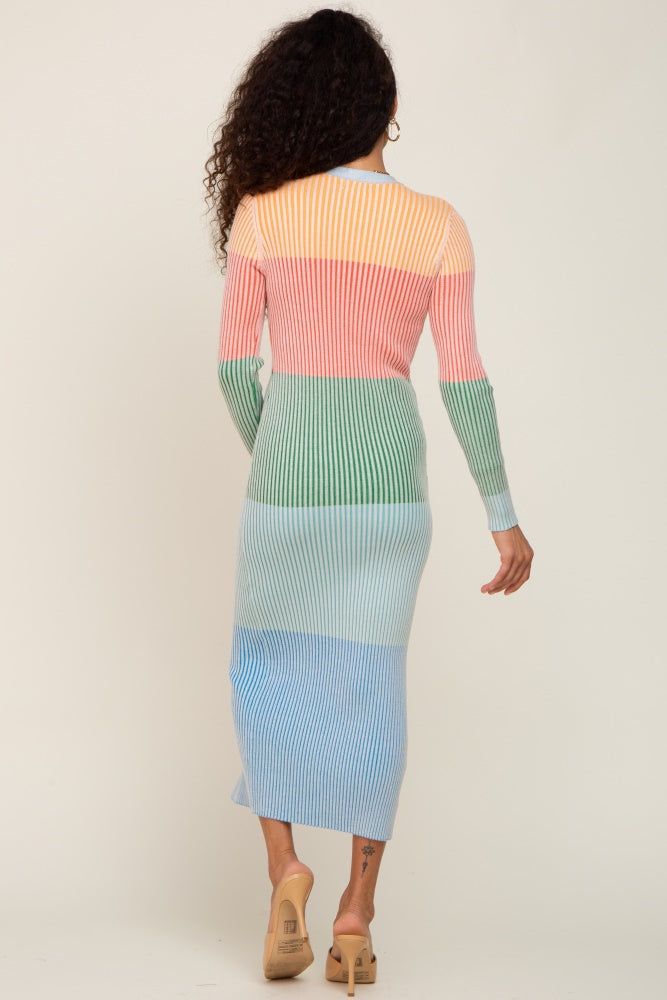 Multi-Color Ribbed Button Front Fitted Midi Dress sold by Pinkblush product image thumbnail 3