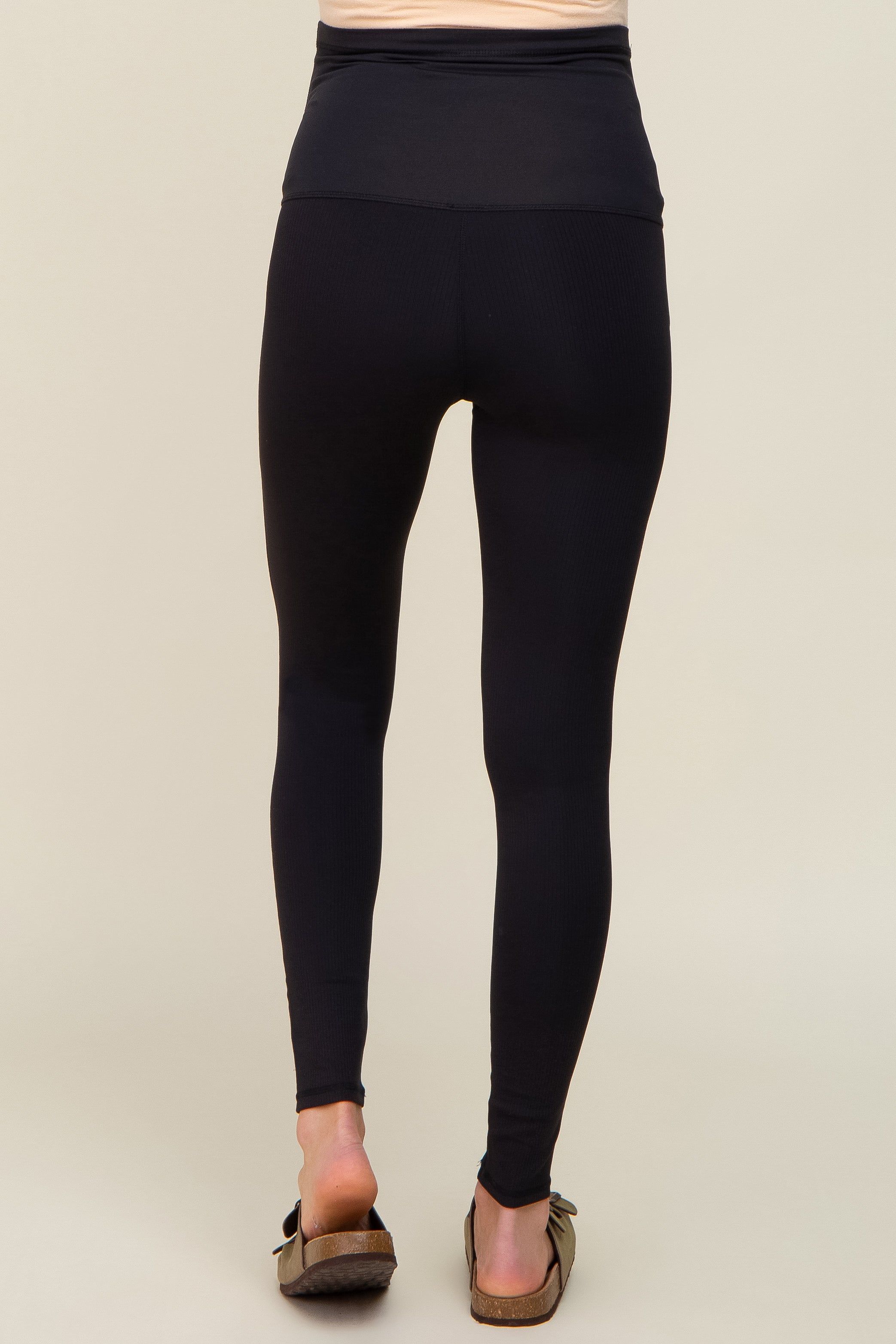 Black Ribbed Maternity Active Leggings sold by Pinkblush product image thumbnail 4