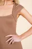 Mocha Ribbed Cap Sleeve Cutout Midi Dress sold by Pinkblush