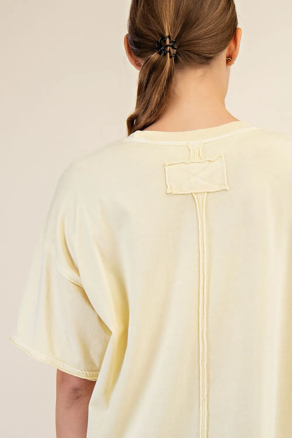 Yellow Boxy Raw Edge Short Sleeve Tee sold by Pinkblush product image thumbnail 3