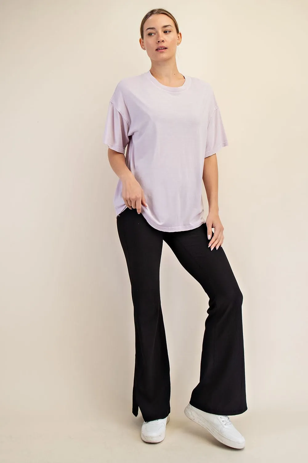 Lavender Boxy Raw Edge Short Sleeve Tee sold by Pinkblush product image thumbnail 4