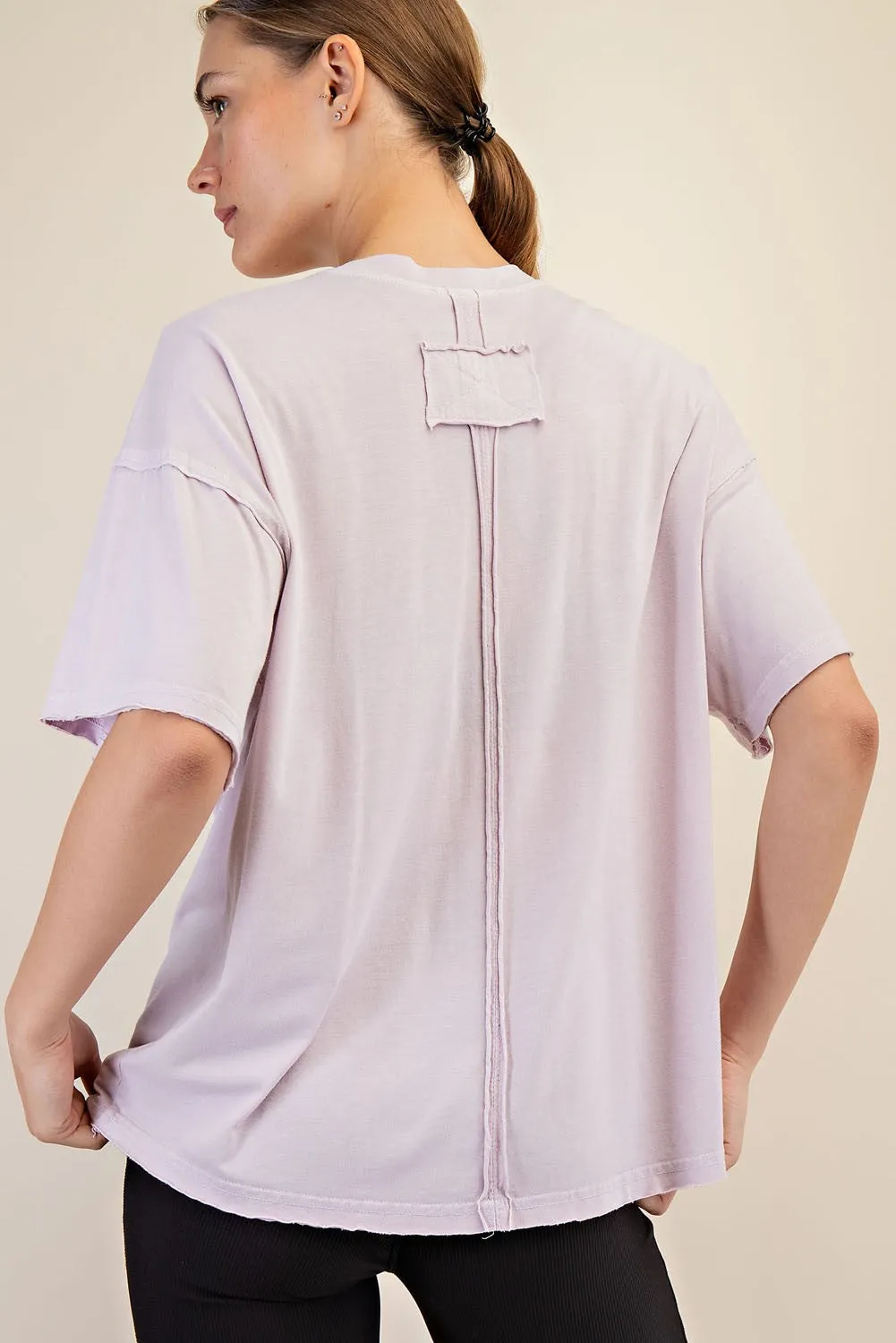 Lavender Boxy Raw Edge Short Sleeve Tee sold by Pinkblush product image thumbnail 3