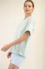 Mint Boxy Raw Edge Short Sleeve Tee sold by Pinkblush