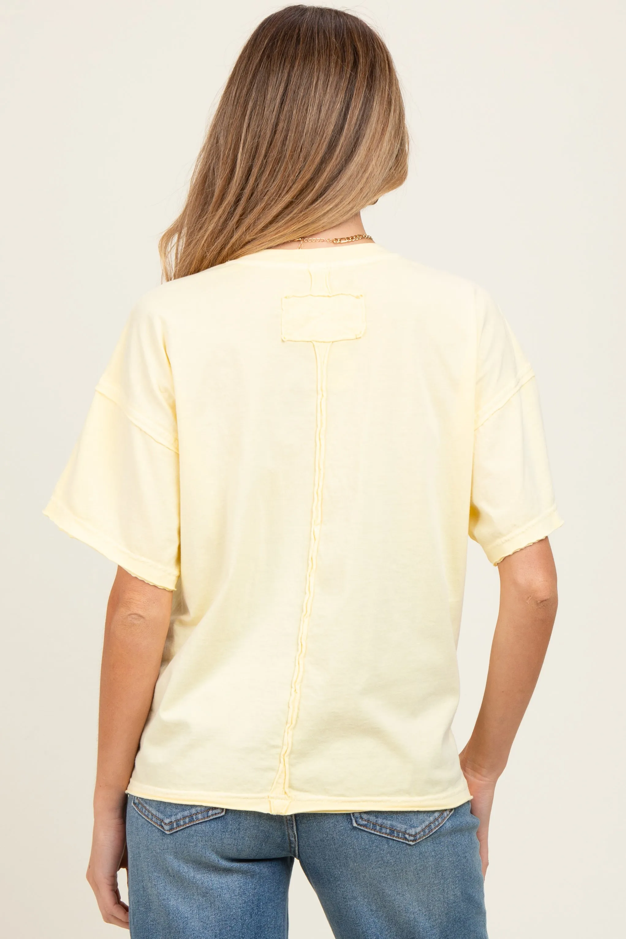 Yellow Boxy Raw Edge Maternity Short Sleeve Tee sold by Pinkblush product image thumbnail 4
