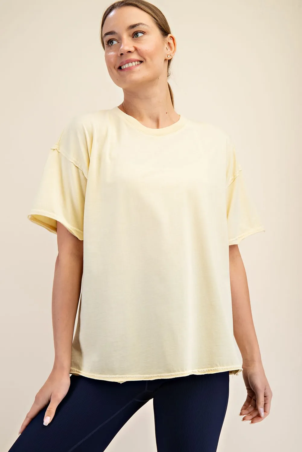 Yellow Boxy Raw Edge Maternity Short Sleeve Tee sold by Pinkblush product image thumbnail 5