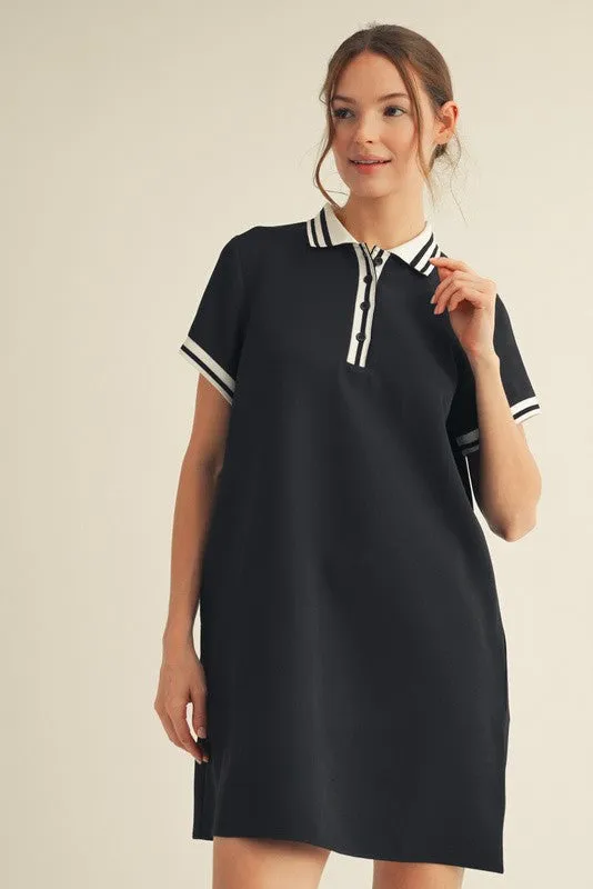 Black Sporty Polo Dress sold by Pinkblush