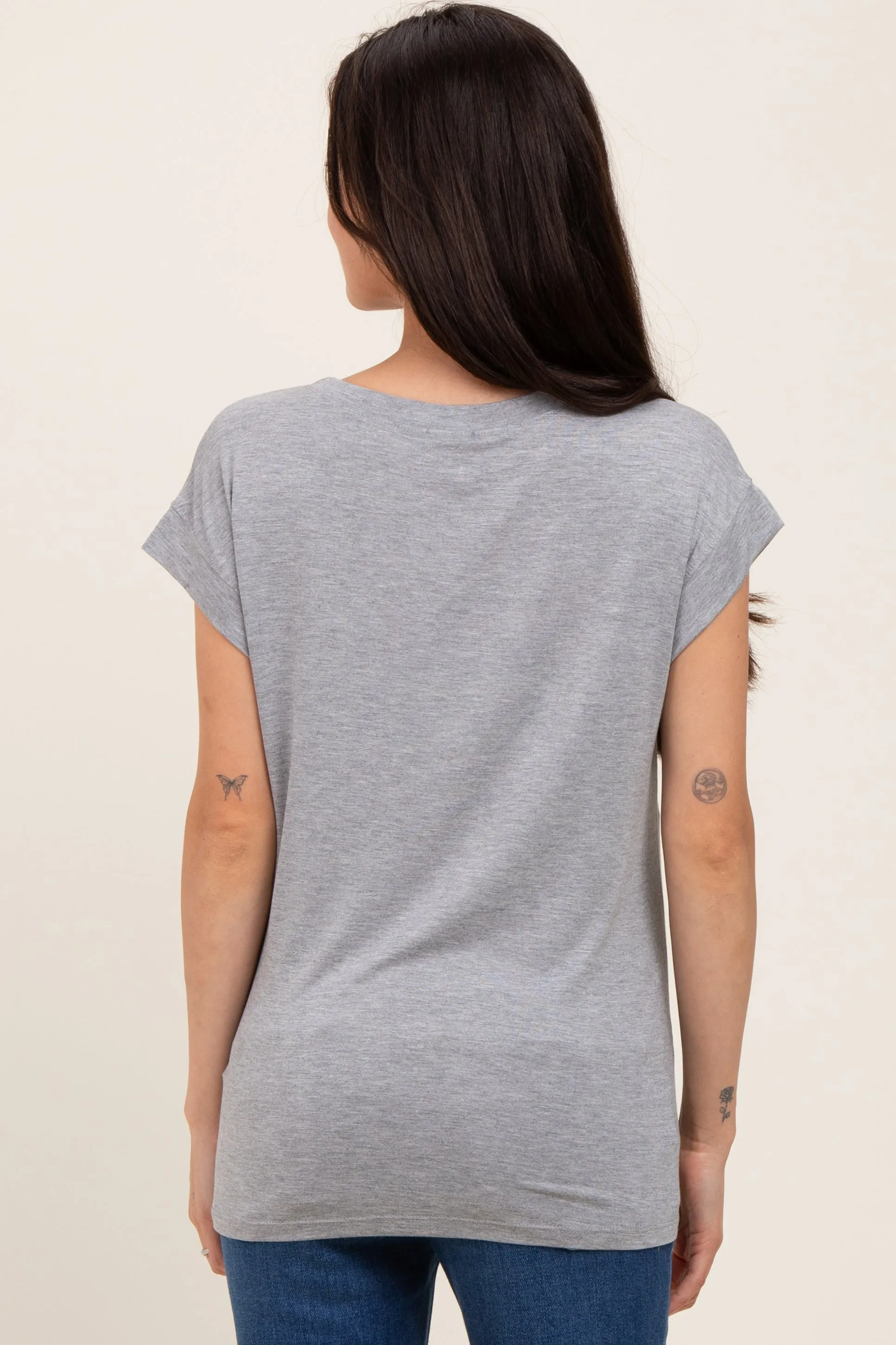 Heather Grey Crew Neck Maternity Muscle Tee sold by Pinkblush product image thumbnail 3