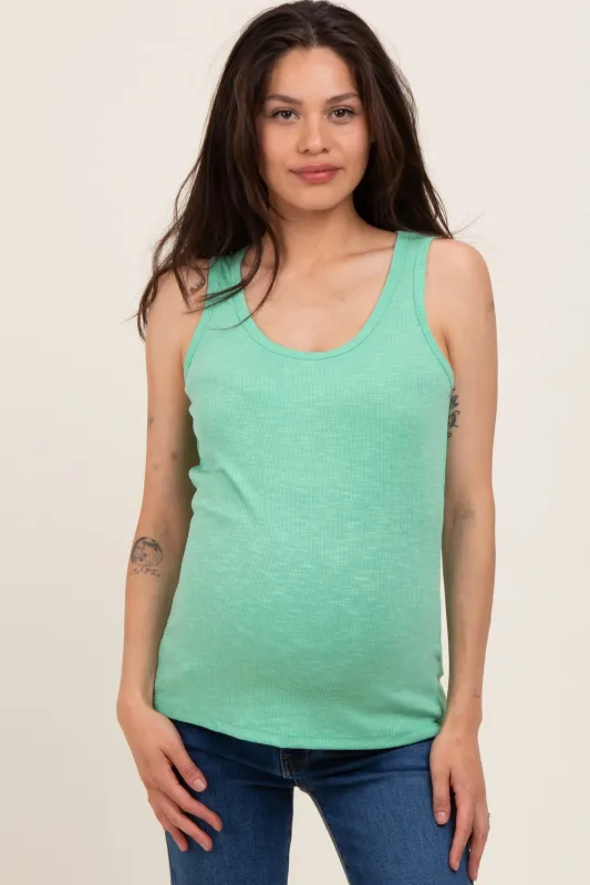 Mint Green Ribbed Basic Maternity Tank Top sold by Pinkblush