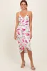 Fuchsia Floral Ruched Tulip Hem Maternity Midi Dress sold by Pinkblush