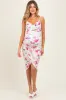 Fuchsia Floral Ruched Tulip Hem Maternity Midi Dress sold by Pinkblush