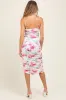 Fuchsia Floral Ruched Tulip Hem Maternity Midi Dress sold by Pinkblush