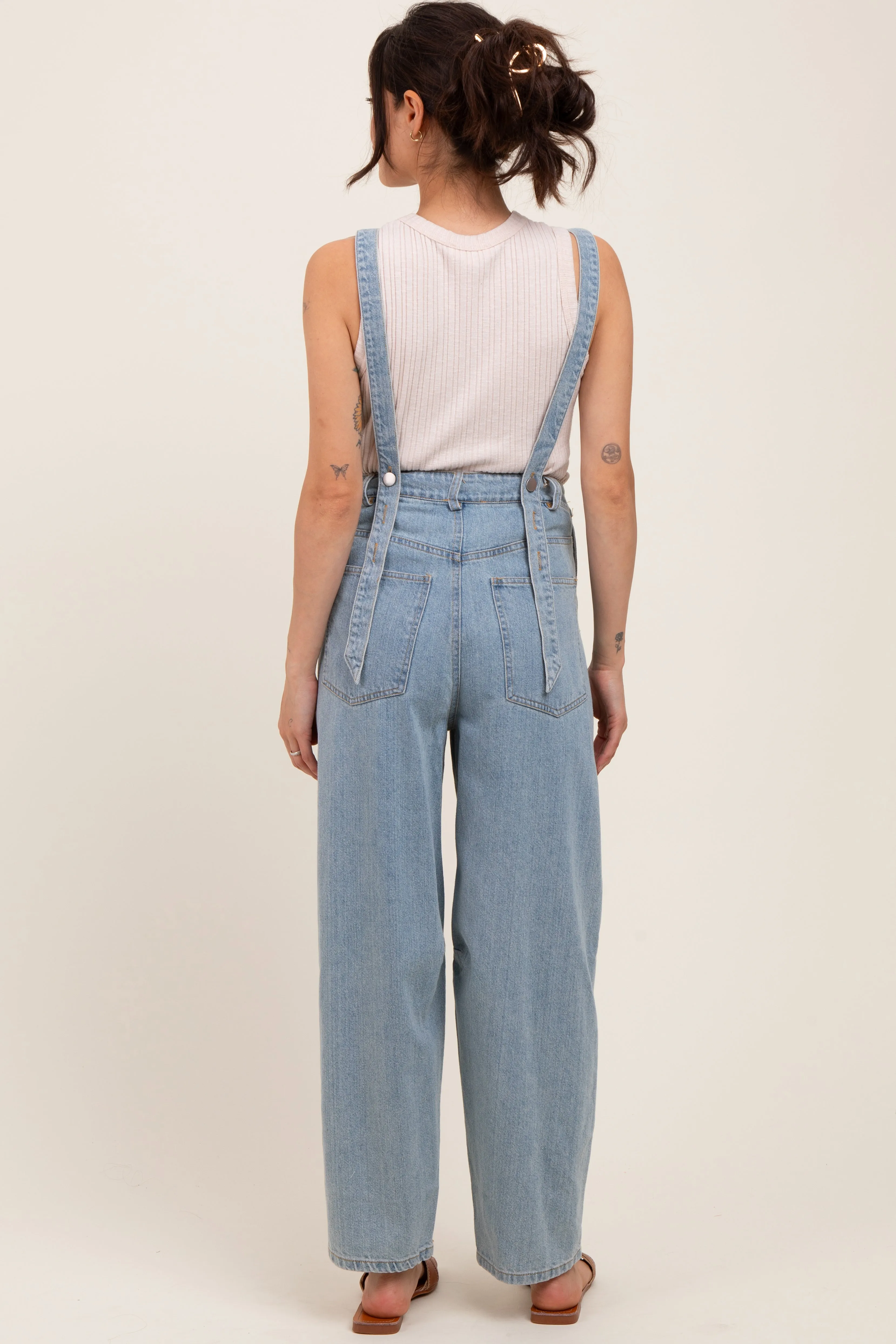 Light Blue Washed Maternity Denim Overalls sold by Pinkblush product image thumbnail 4