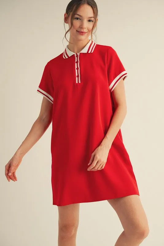 Red Sporty Polo Dress sold by Pinkblush