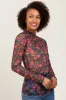 Black Floral Mesh Long Sleeve Turtle Neck Top sold by Pinkblush