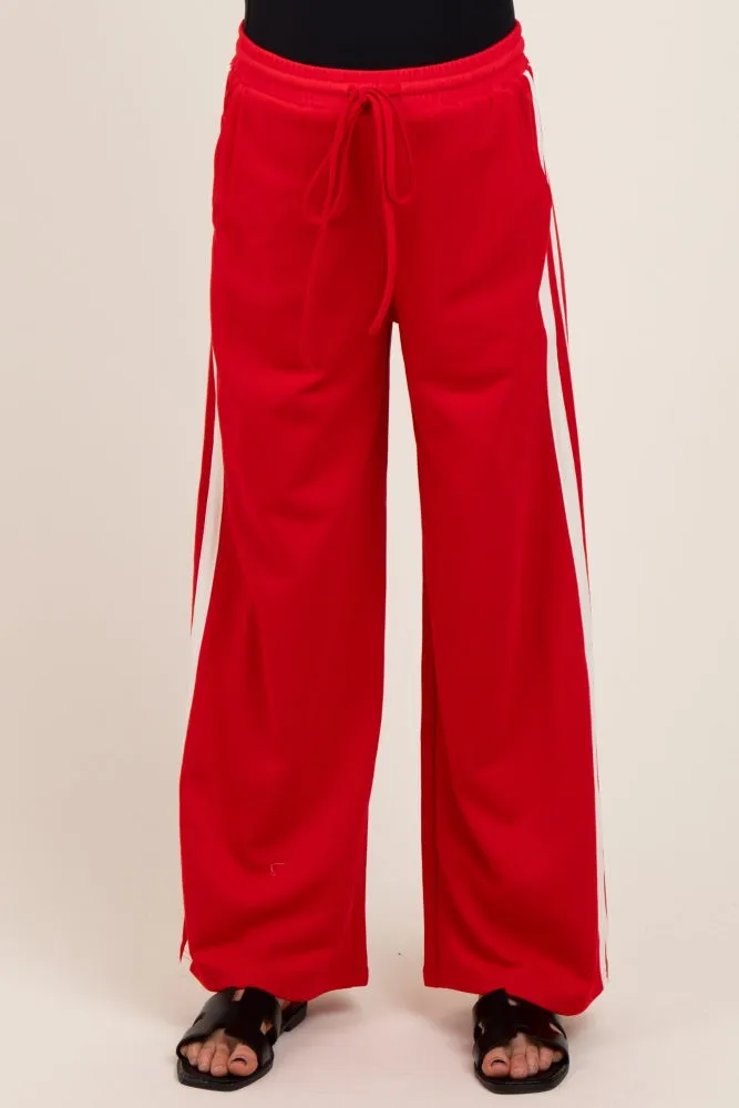 Red Terry Side Stripe Maternity Drawstring Pants sold by Pinkblush product image thumbnail 2