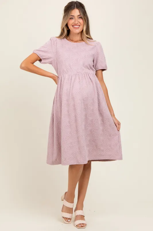 Lavender Textured Knit Maternity Midi Dress sold by Pinkblush