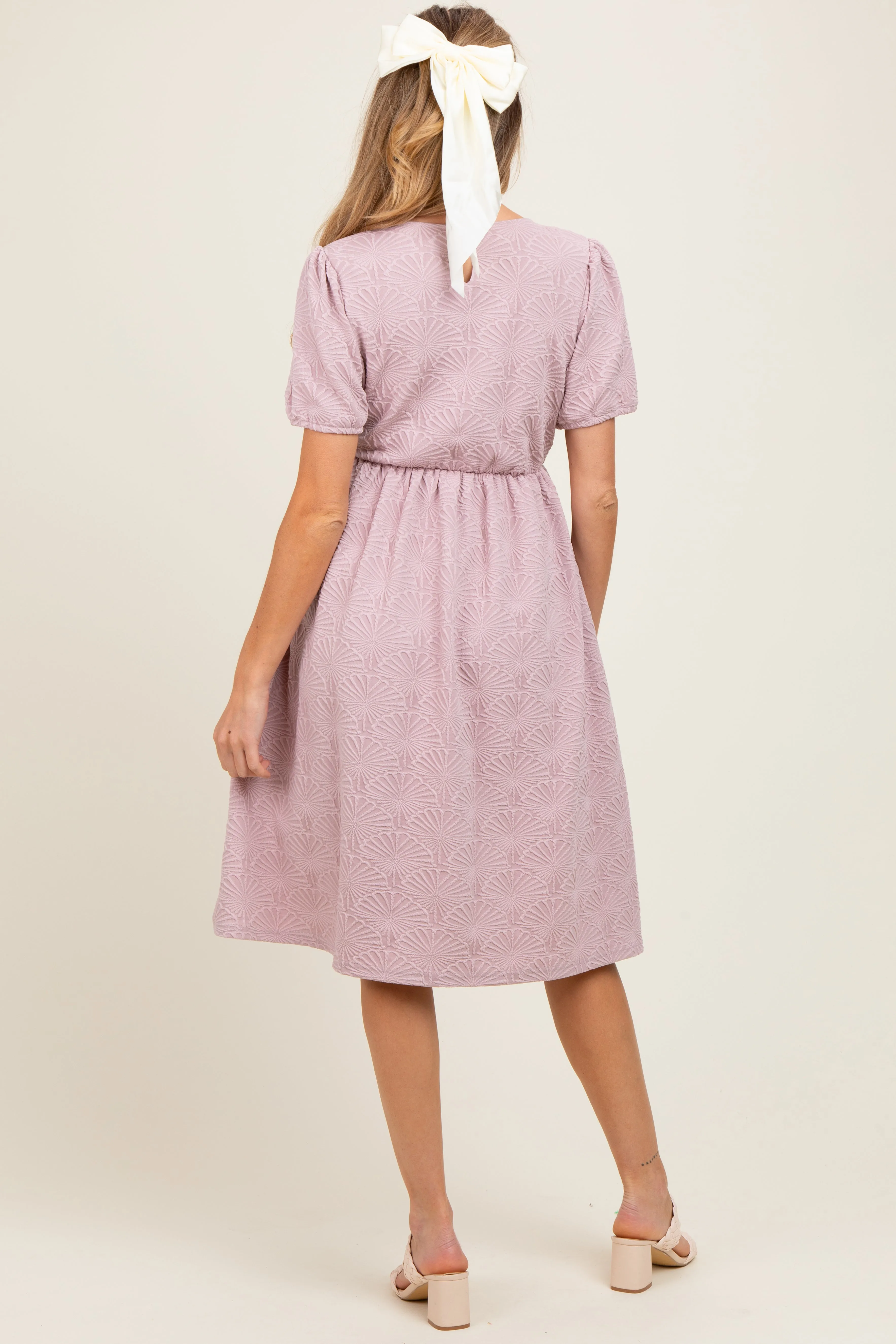 Lavender Textured Knit Maternity Midi Dress sold by Pinkblush product image thumbnail 3
