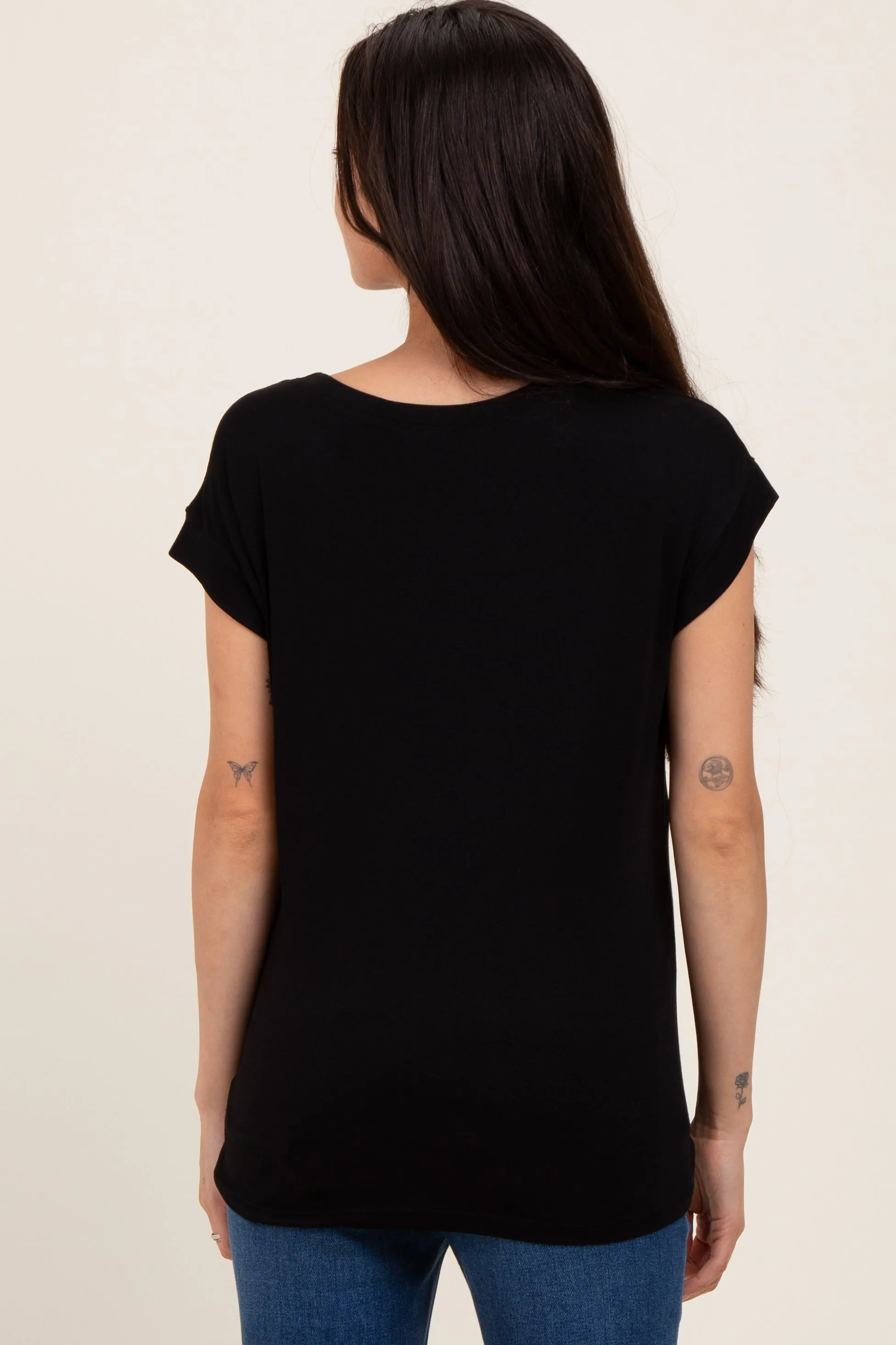 Black Crew Neck Maternity Muscle Tee sold by Pinkblush product image thumbnail 3