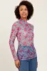 Pink Floral Mesh Long Sleeve Turtle Neck Top sold by Pinkblush