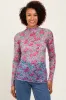 Pink Floral Mesh Long Sleeve Turtle Neck Top sold by Pinkblush