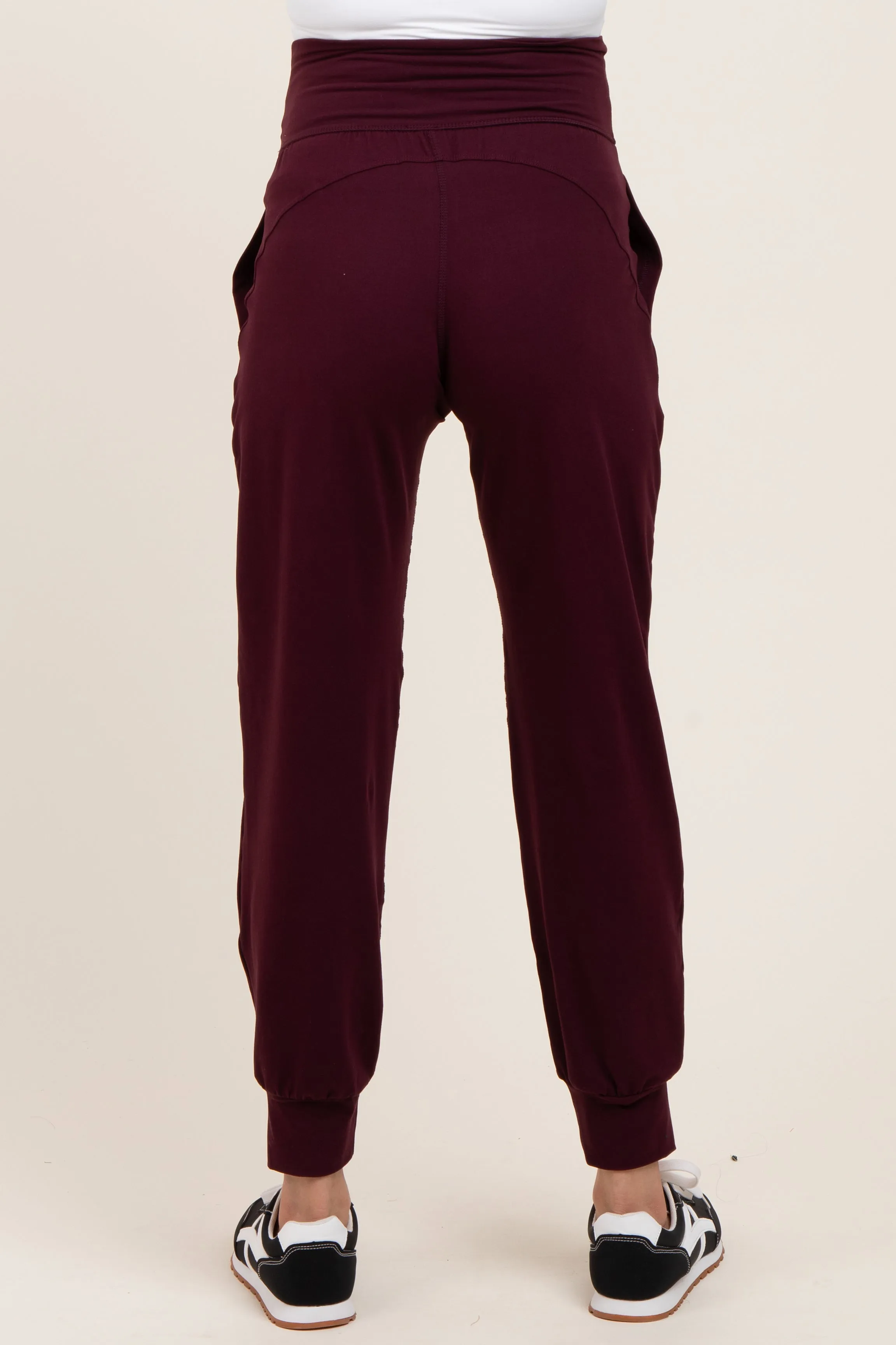 Burgundy Maternity Joggers sold by Pinkblush product image thumbnail 4