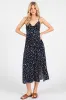 Navy Printed Front Twist Sleeveless Midi Dress sold by Pinkblush