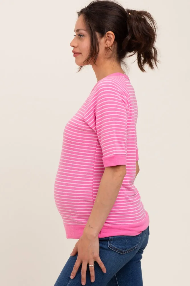 Pink Terry Striped Raglan Sleeve Maternity Top sold by Pinkblush product image thumbnail 2