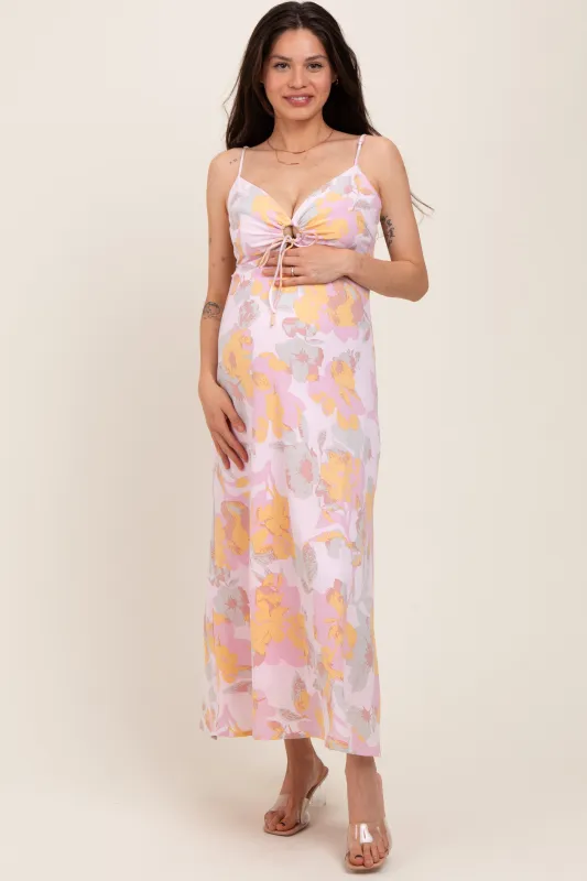 Light Pink Floral Keyhole Detail Maternity Maxi Dress sold by Pinkblush