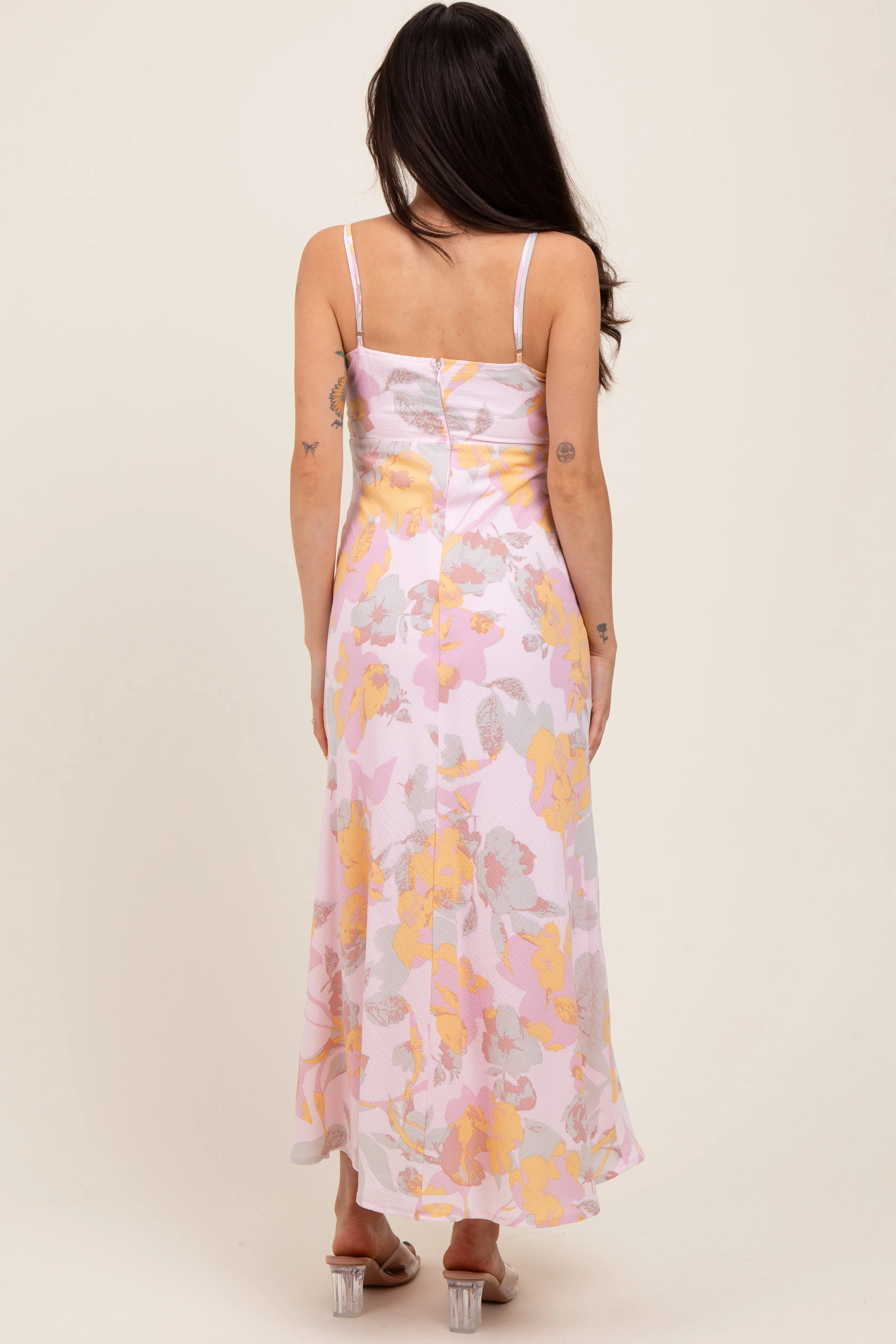 Light Pink Floral Keyhole Detail Maternity Maxi Dress sold by Pinkblush product image thumbnail 2