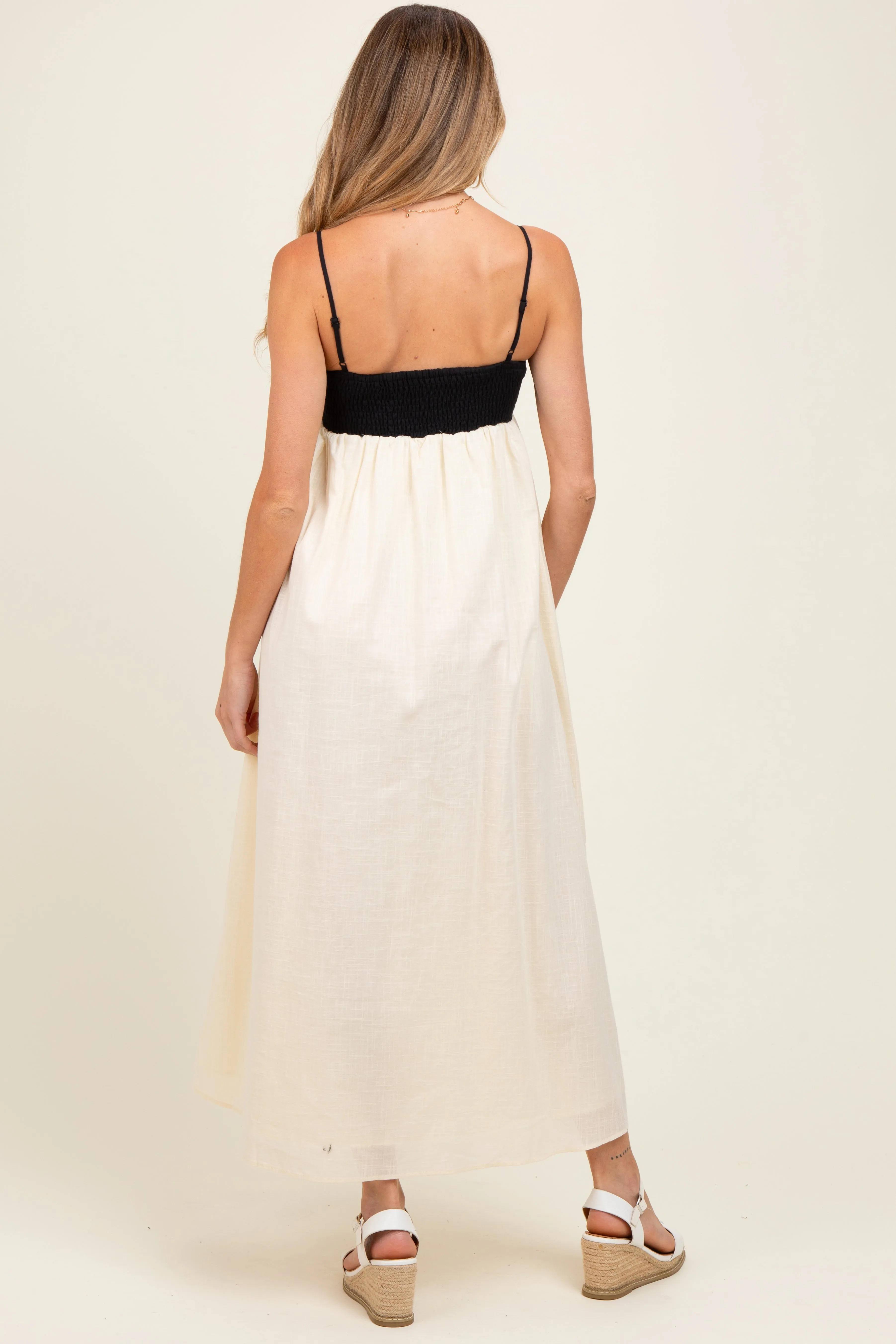 Cream Contrast Skirt Maternity Maxi Dress sold by Pinkblush product image thumbnail 4