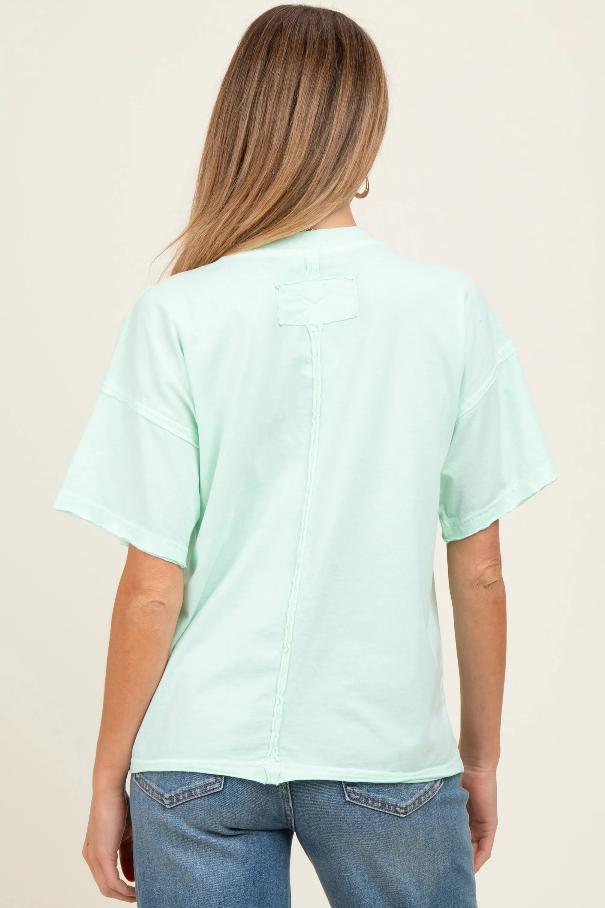 Mint Boxy Raw Edge Maternity Short Sleeve Tee sold by Pinkblush product image thumbnail 2