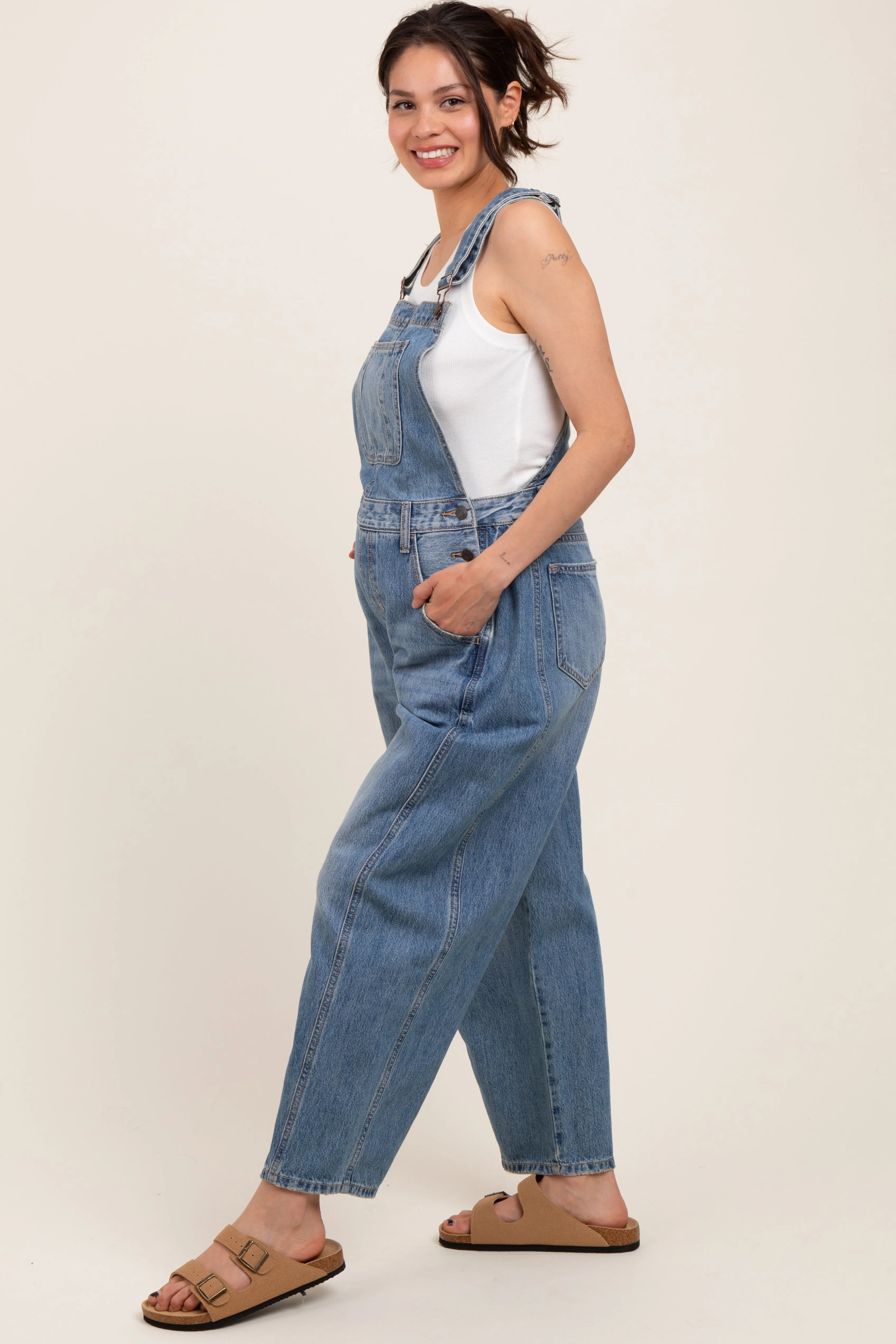 Blue Barrel Leg Maternity Overalls sold by Pinkblush product image thumbnail 3