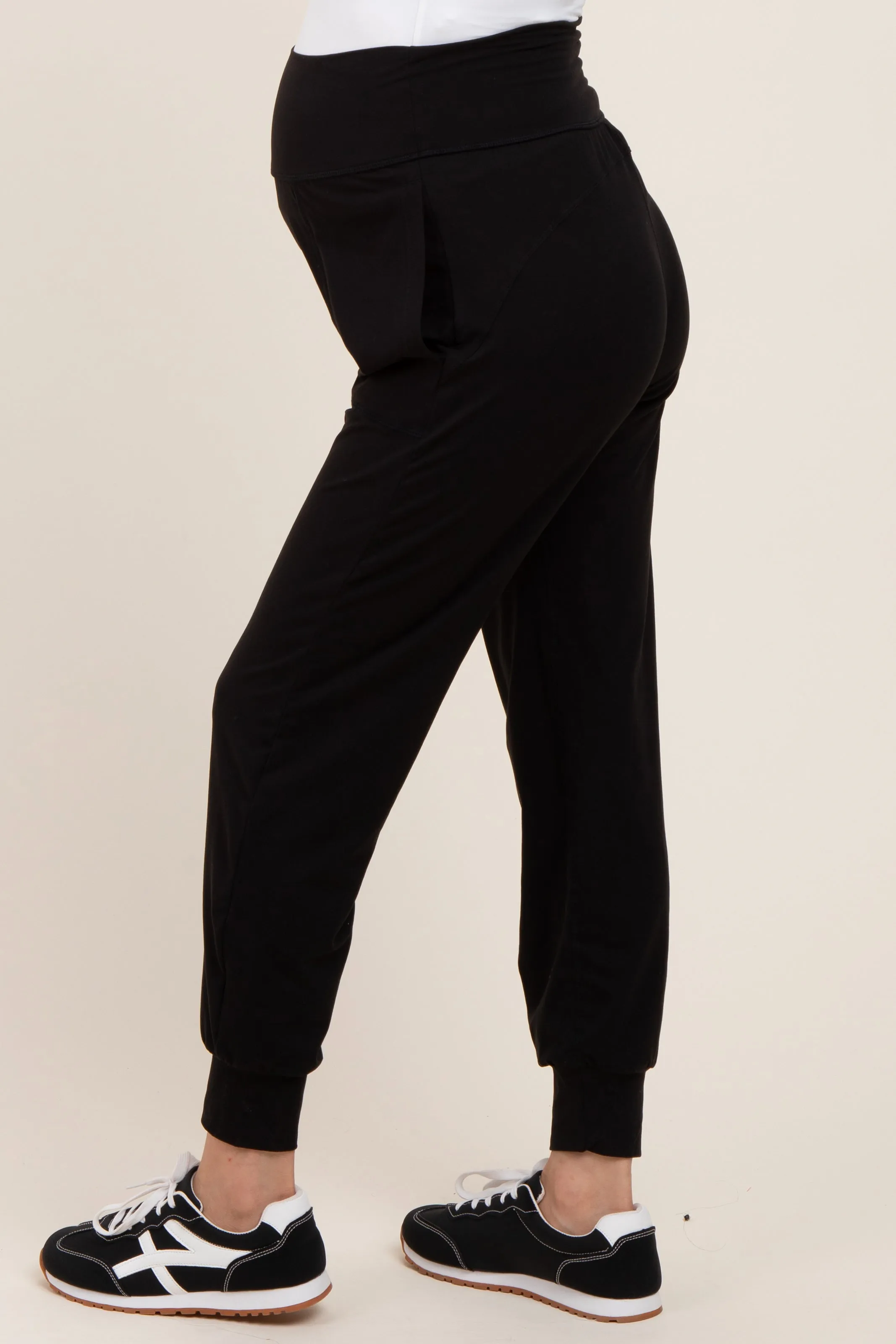 Black Maternity Joggers sold by Pinkblush product image thumbnail 2