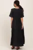 Black Button Front Tiered Maternity Maxi Dress sold by Pinkblush