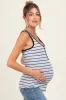 Light Blue Striped Button Front Maternity Tank Top sold by Pinkblush