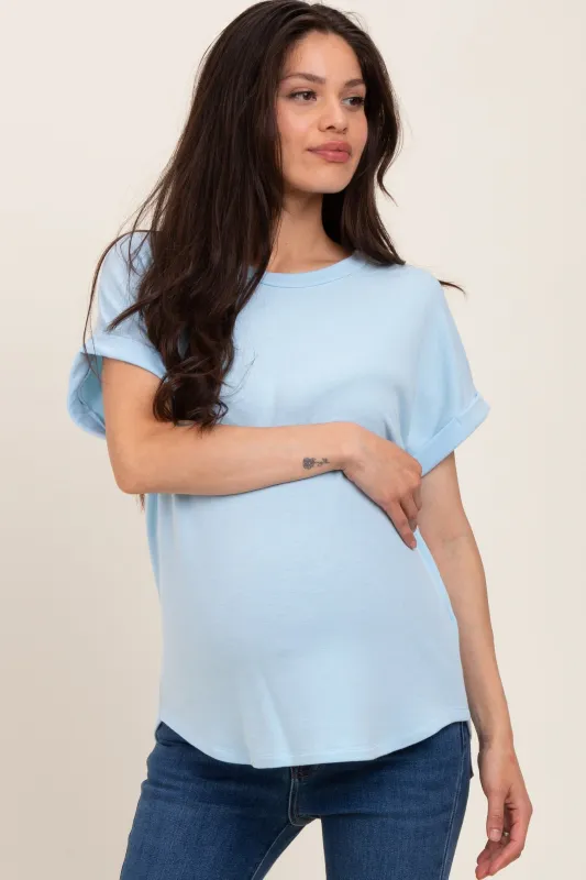 Light Blue French Terry Maternity Top sold by Pinkblush