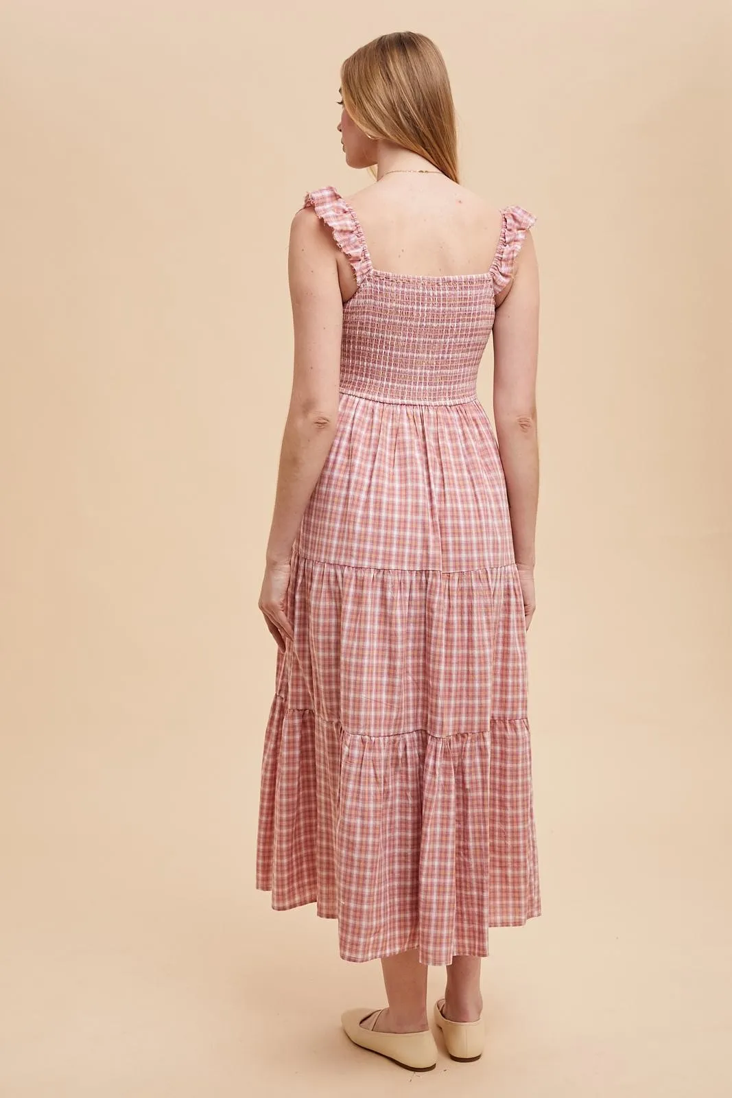 Mauve Cotton Plaid Maxi Dress sold by Pinkblush product image thumbnail 5