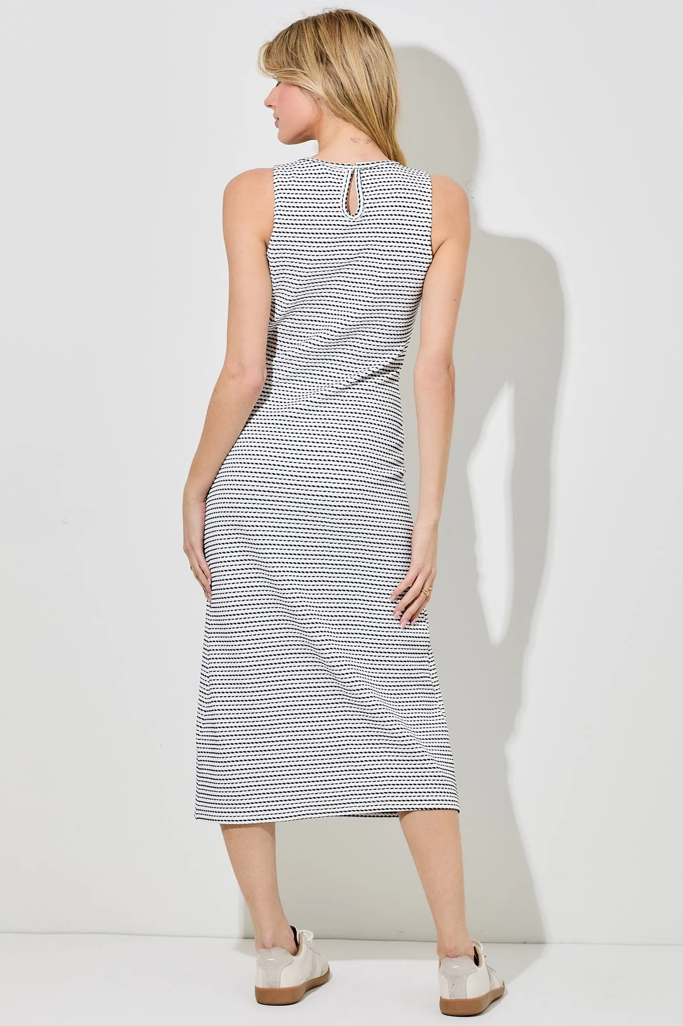 Navy Striped Dot Midi Dress sold by Pinkblush product image thumbnail 3