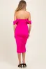 Fuchsia Off Shoulder Draped Ruched Maternity Midi Dress sold by Pinkblush