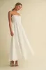 White Linen A-Line Flared Midi Dress sold by Pinkblush
