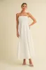 White Linen A-Line Flared Midi Dress sold by Pinkblush
