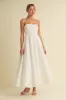 White Linen A-Line Flared Midi Dress sold by Pinkblush